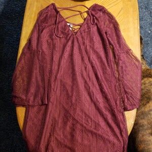 Wine lace dress